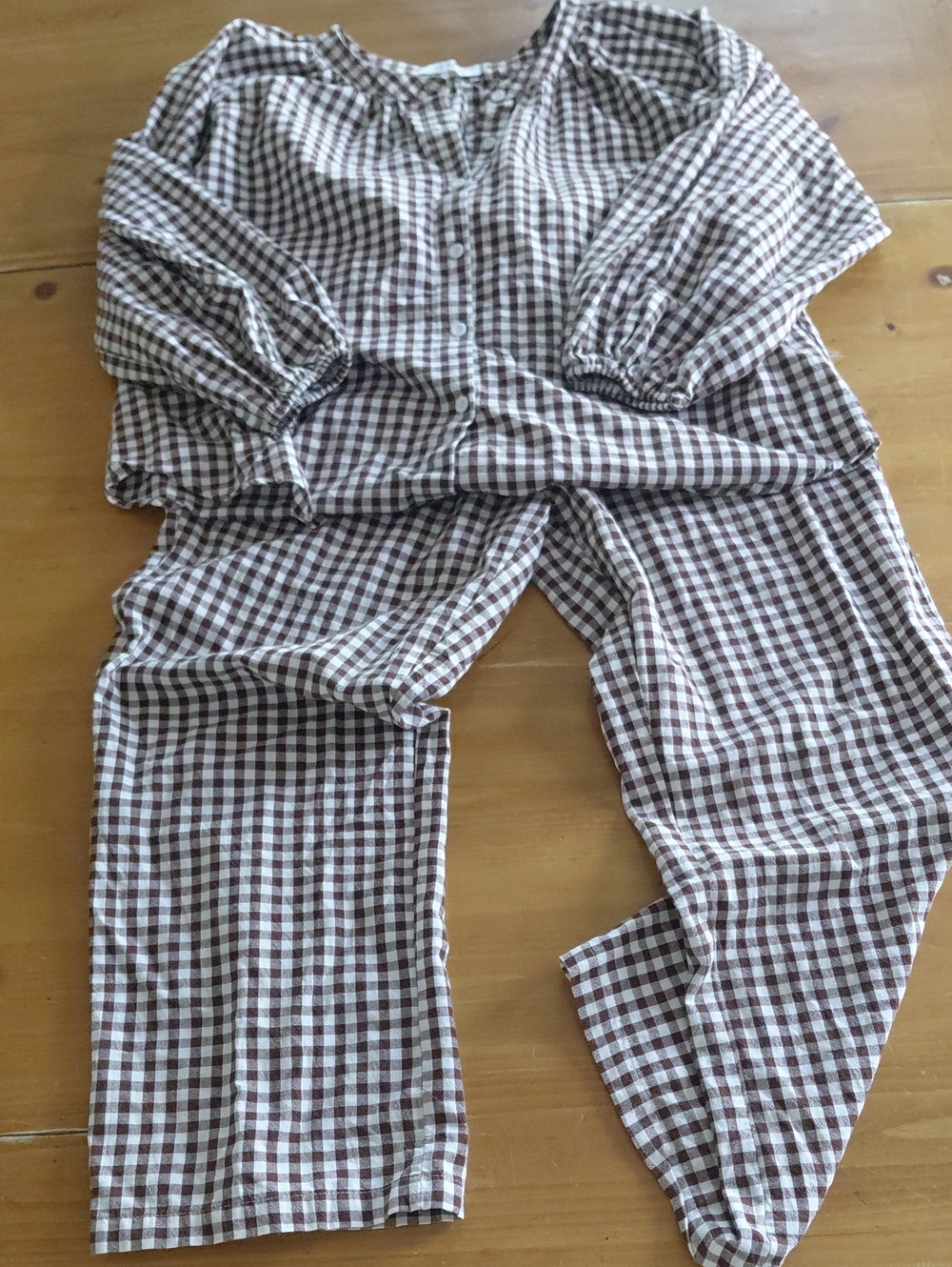 Flygo Brown Gingham Pants Set Womans Medium